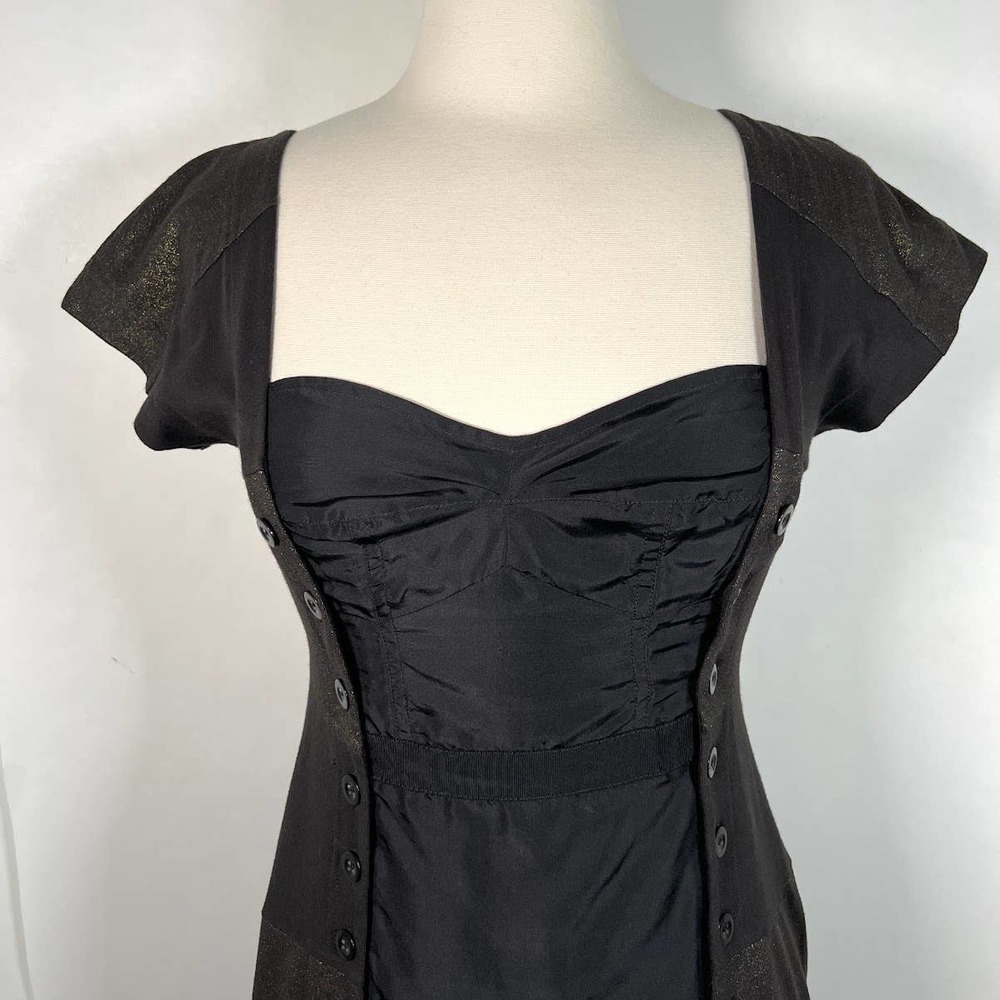 Marc by Marc Jacobs Women's Bustier Dress S Black Gold Striped Button Side EUC! - Picture 5 of 9